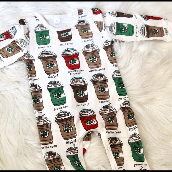 🆕FRAPPUCCINO INFANT KIDS BABY FOOTIE GIFT ONESIE SLEEPIES ROMPER PAJAMAS - Picture 3 of 7